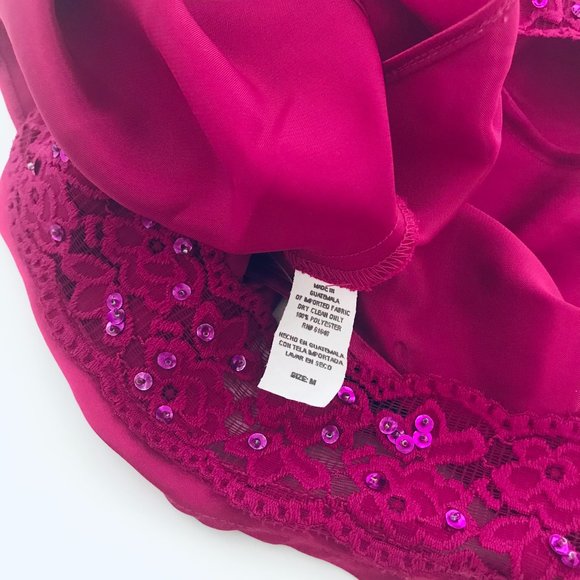 KARINA nites fuchsia sexy satin camisole top - Picture 8 of 8